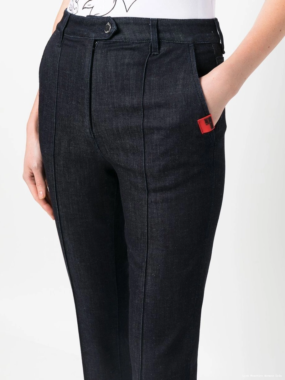 Affordable Moschino Love cropped Women logo-patch jeans 0501